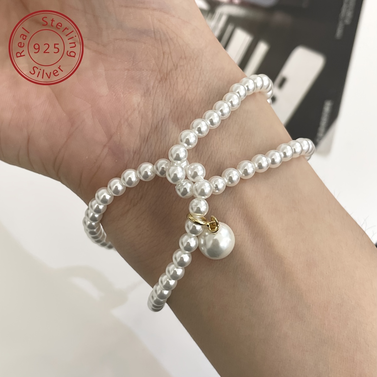 Boho 925 Silver Shell Bead Double Layer Set